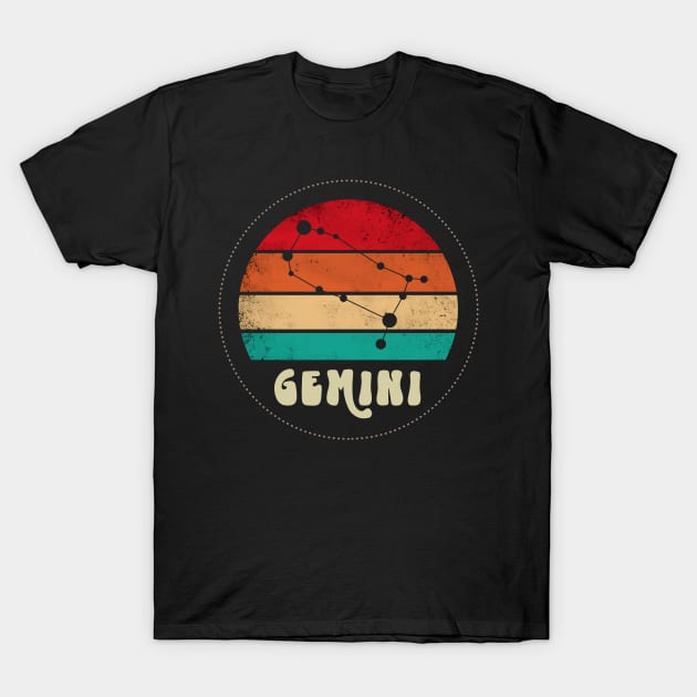 Gemini Retro Sunset T-Shirt by Darkstar Designs